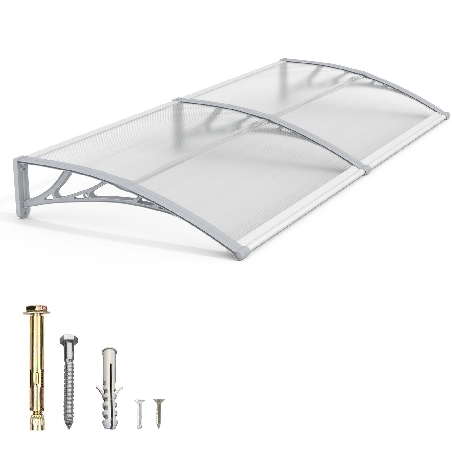 Window Awning Door Canopy Polycarbonate Overhang, UPF 50+ UV & Rain Protection, Leak-Proof Hollow Sheet