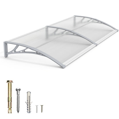 Window Awning Door Canopy Polycarbonate Overhang, UPF 50+ UV & Rain Protection, Leak-Proof Hollow Sheet