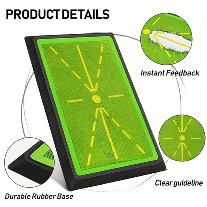 Golf Swing Training Mat with Ball Impact Path Feedback – Anti-Slip PP Base, Color-Change Swing Indicator, SBR Shock Absorption for Indoor