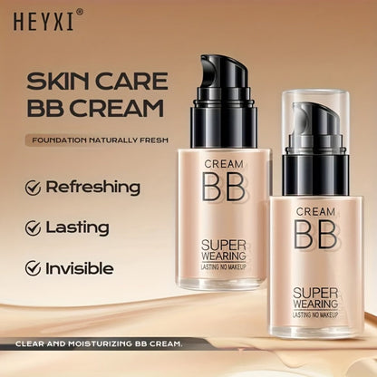 BB Cream Liquid Foundation Set 2-Piece with Makeup Sponge, for Makeup, Travel and Everyday Vanity Use