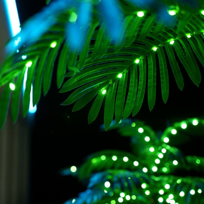 Lighted Artificial Palm Tree Solar Powered 7FT with 3 Trunks & 260 LED Lights, 8 Lighting Modes 2600mAh Battery