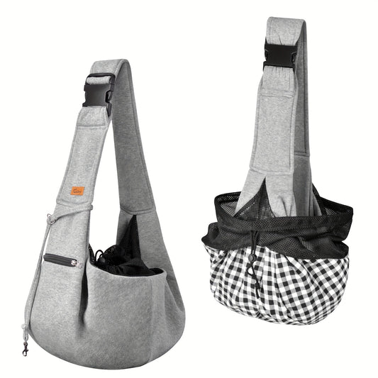 Adjustable Pet Sling Shoulder Carrier Bag | Hands-Free Dog Cat Puppy Carry Bag, Soft Breathable Travel Sling for Small Pets