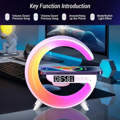 Wireless Speaker Sunrise Alarm Clock with RGB Rhythm Night Light and Fast Wireless Charging in Black or White