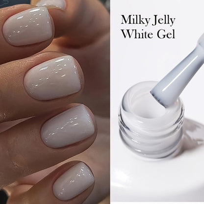 Gel Nail Polish in 10ml Translucent Jelly with 6 Milky, Snow-Glitter and Nude Shade Options