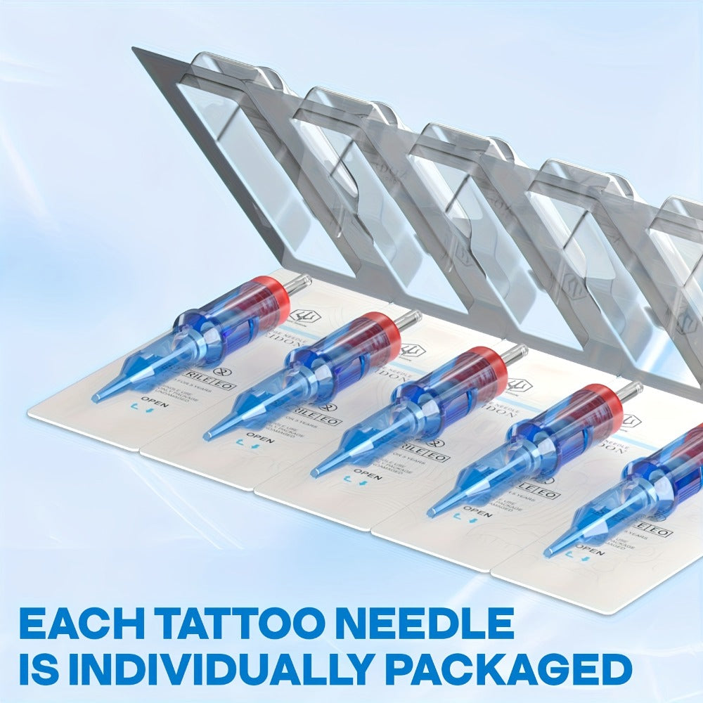 Tattoo Cartridge Needles with POSEIDON V3 Label, 50-Piece Mixed, RL-Only or RS-Only Pack Choices