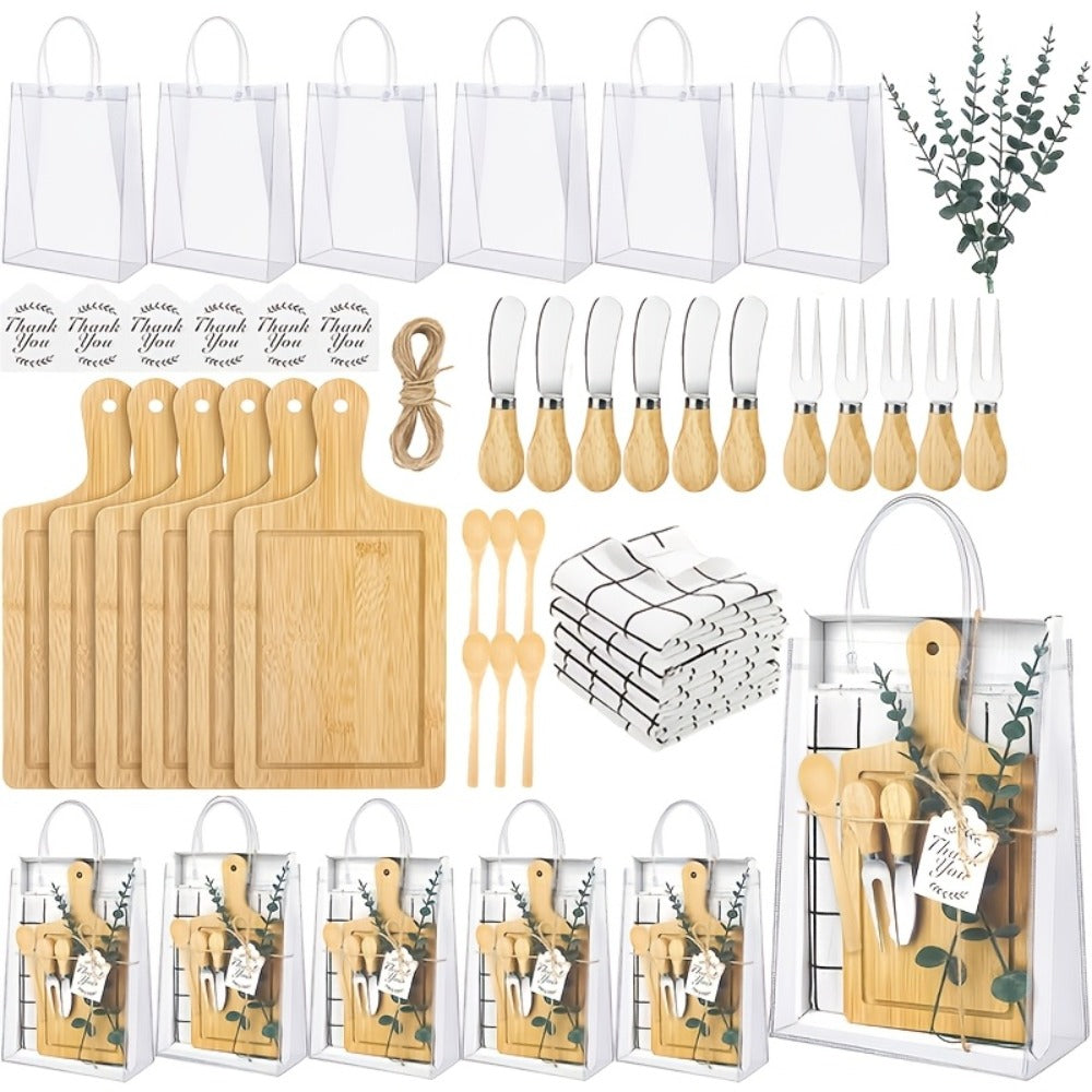 Pizza Board Gift Set with Knives Spoons Gift Bag and Kitchen Towel - Charcuterie Cheese Board Set for Bridal Shower Party Favor