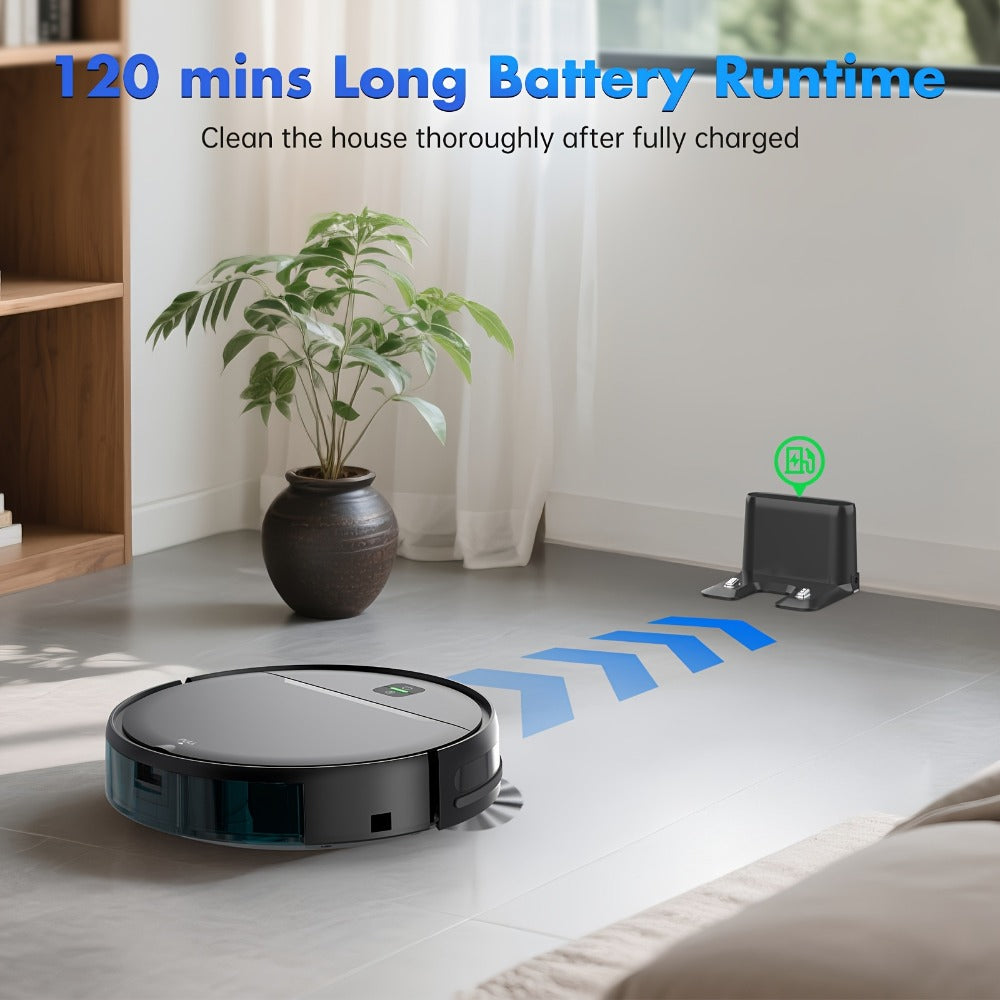 Robot Vacuum Cleaner 5000Pa 3-in-1 Sweep Vacuum Mop with Auto Charging App Voice Control for Entryways, Bedrooms and Living Spaces