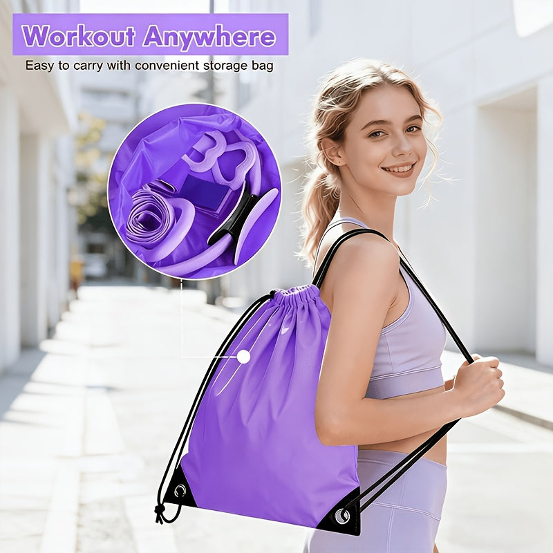 Pink or Purple 16-Piece Pilates Fitness Kit with Ring, Ball, Five Bands, Socks, Straps and Storage Bag