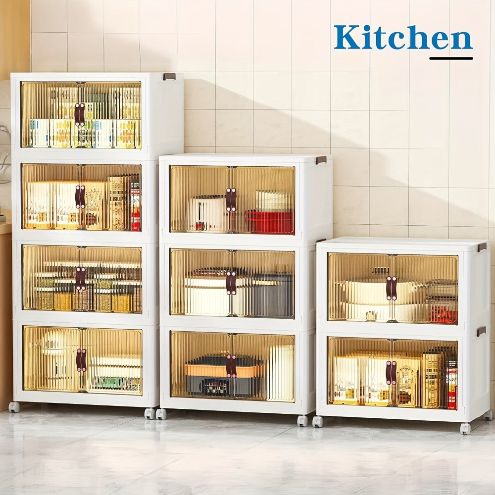 56cm Foldable Rolling Storage Cabinet with Front Doors and Three-, Four- or Five-Layer Options