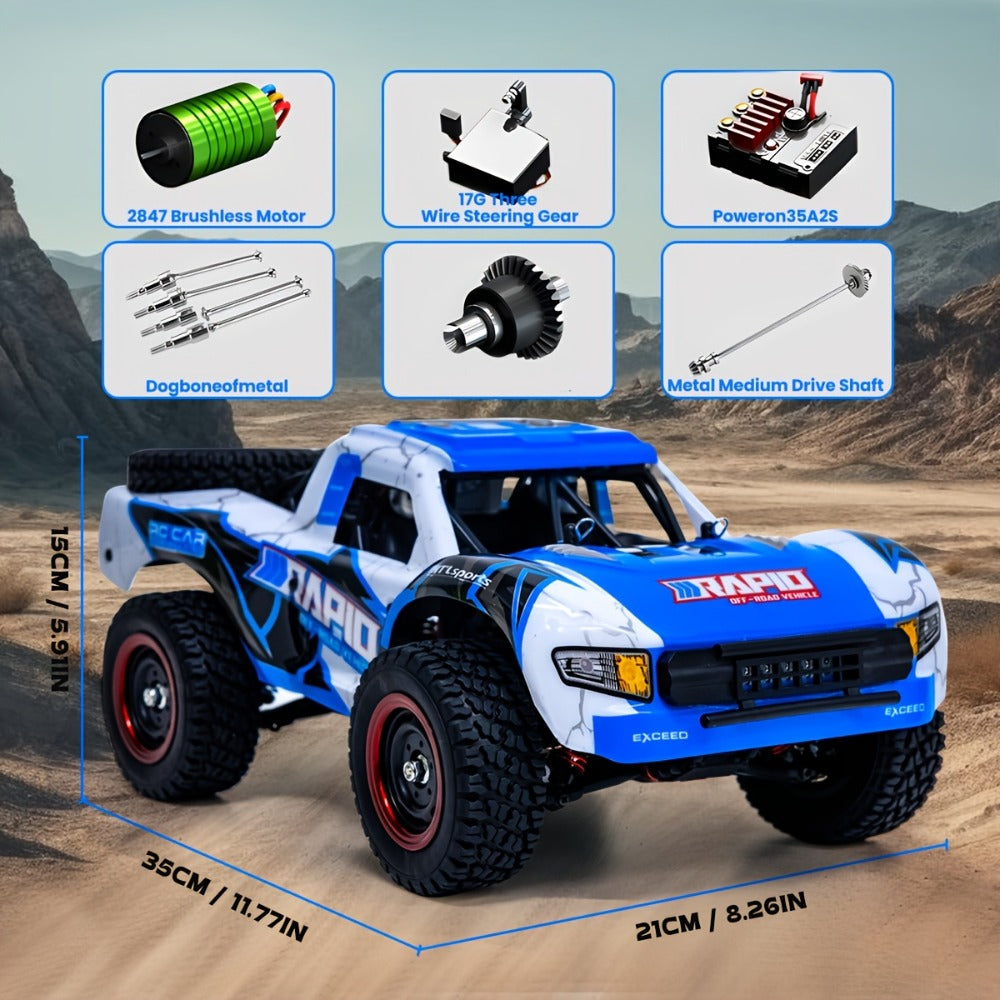 Remote Control Car, RAPTO 1:14 Scale 4WD Off-Road Truck with Carbon-Brush or Brushless Motor Variants and 2.4GHz Control
