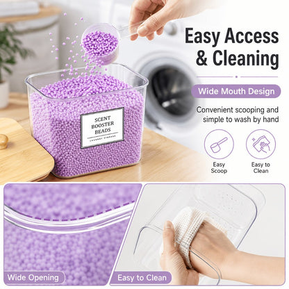 Laundry Pods Container & Dryer Sheet Holder Set with Bamboo Lids, Clear Laundry Room Organization Containers for Scent Booster, Powder