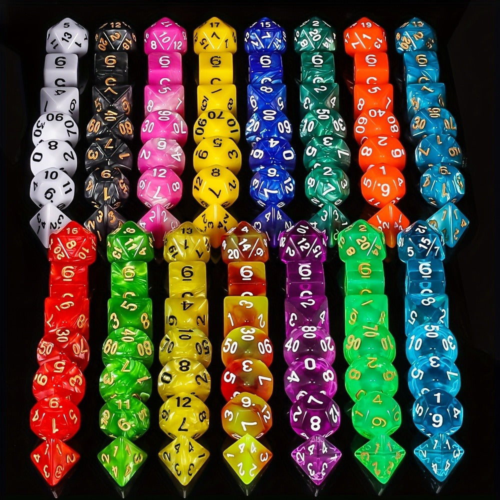 Polyhedral Dice Set 105 Pieces 15 Sets of 7 – D4 D6 D8 D10 D12 D20 in 15 Vibrant Colors with Large Drawstring Bag