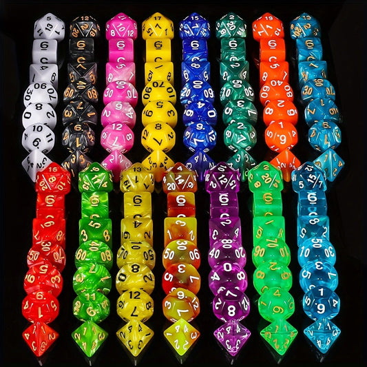 Polyhedral Dice Set 105 Pieces 15 Sets of 7 – D4 D6 D8 D10 D12 D20 in 15 Vibrant Colors with Large Drawstring Bag