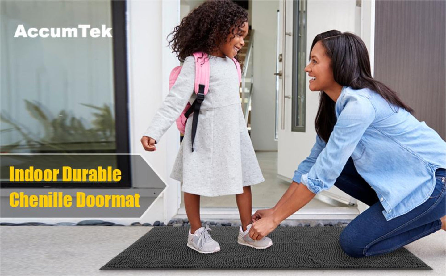 Chenille Doormat Absorbent Non-Slip Washable Indoor Outdoor Mat – Soft Shaggy Entryway Rug for Muddy Paws