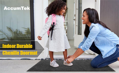 Chenille Doormat Absorbent Non-Slip Washable Indoor Outdoor Mat – Soft Shaggy Entryway Rug for Muddy Paws