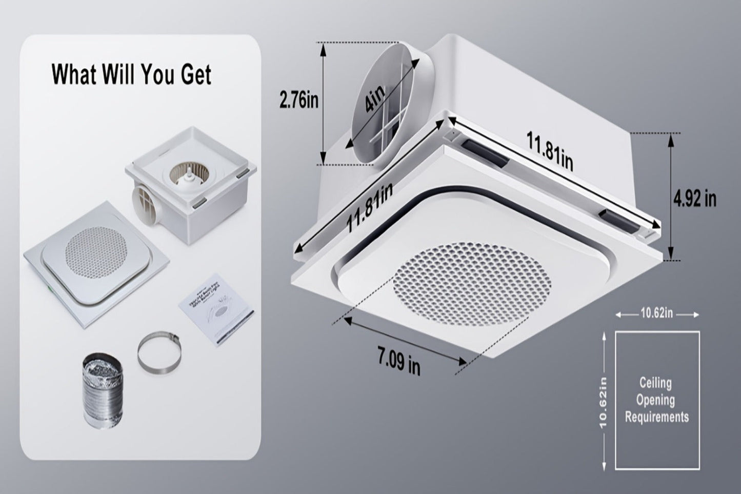Bathroom Exhaust Fan with Light 150 CFM 1.0 Sone - 40W LED Night Light Ventilation Fan Combo, Quiet Bath Fan with Blue LED