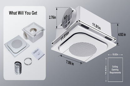 Bathroom Exhaust Fan with Light 150 CFM 1.0 Sone - 40W LED Night Light Ventilation Fan Combo, Quiet Bath Fan with Blue LED