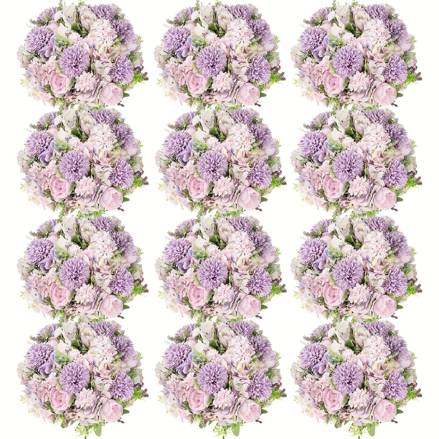 Artificial Flowers 12-Bundle Peony and Hydrangea Bouquet Set in Five Colors for Wedding Decor