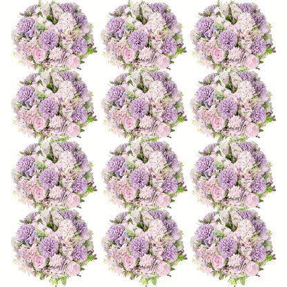 Artificial Flowers 12-Bundle Peony and Hydrangea Bouquet Set in Five Colors for Wedding Decor