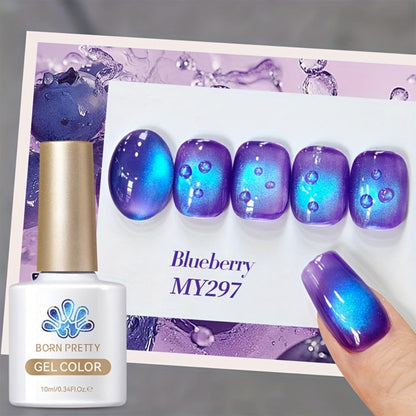 Cat Eye Magnetic Gel Nail Polish 10ml – Blueberry Glitter Purple Blue Glass Bead Sparkling Effect, UV LED Semi-Permanent Gel Varnish