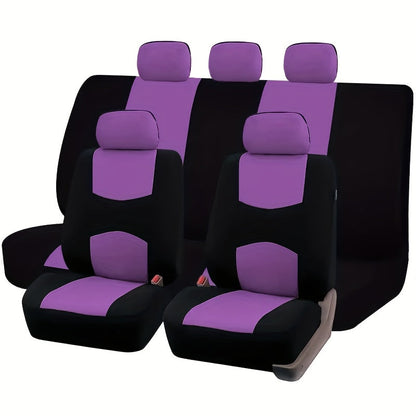Car Seat Covers 5-Seat Breathable Knit Polyester Set with Front and Rear Pieces in Sixteen Colors