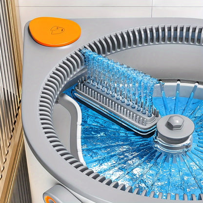 Spin Mop and Bucket Set with Wringer, Joybos Hands-Free Self-Wringing Rotating Floor Mop, Sewage Separation Design, 3 Mop Head Types