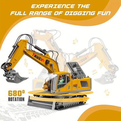 RC Excavator 120-Minute Battery Life Metal Shovel LED Lights with the Listed Color, Size or Set Options for Everyday Use