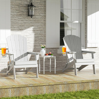 Folding Adirondack Chair with Cup Holder – HDPE All-Weather Outdoor Patio Chair