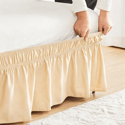 Bed Skirt with Adjustable Elastic Belt – Ruffle Microfiber Dust Ruffle 15 Inch Drop, Hotel Quality, Fade Resistant, Machine Washable