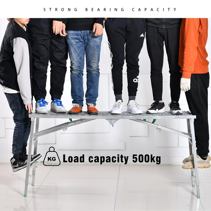 Scaffolding Work Platform Folding Steel Step Ladder Adjustable Height Portable Drywall Bench for Garden, Patio and Yard Use