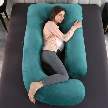 Pregnancy Pillow J-Shape 60 Inch Full Body Maternity Pillow with Velvet Cover for Entryways, Bedrooms and Living Spaces