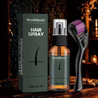 Beard Growth Spray Kit for Men 30ml Ginseng Ginger Extract Beard Moisturizer with 0.25mm Microneedle Derma Roller for Fuller Thicker