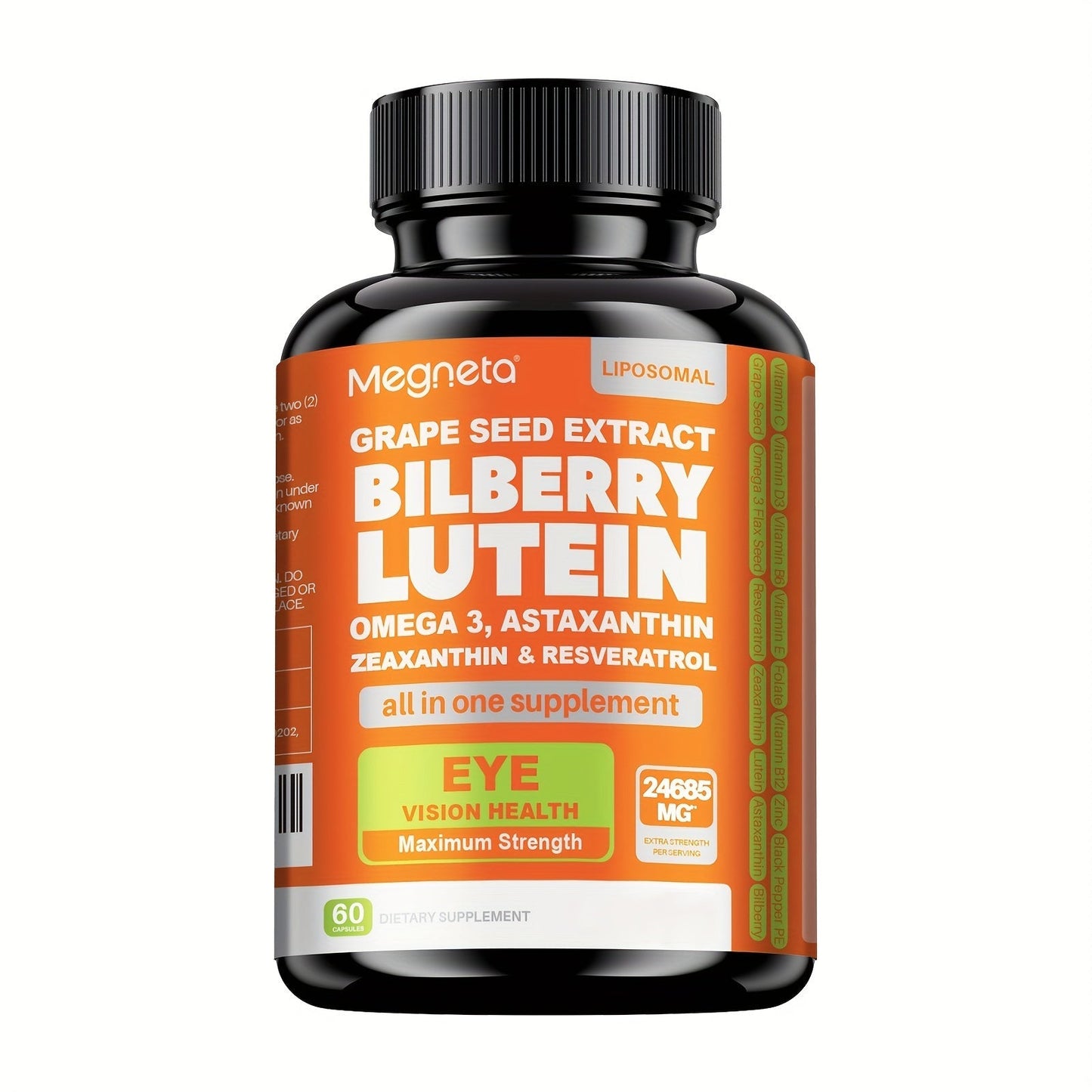 Eye Vitamins with Lutein & Zeaxanthin Capsules, Enhanced with Astaxanthin, Omega-3, Bilberry & Resveratrol for Vision Health Support