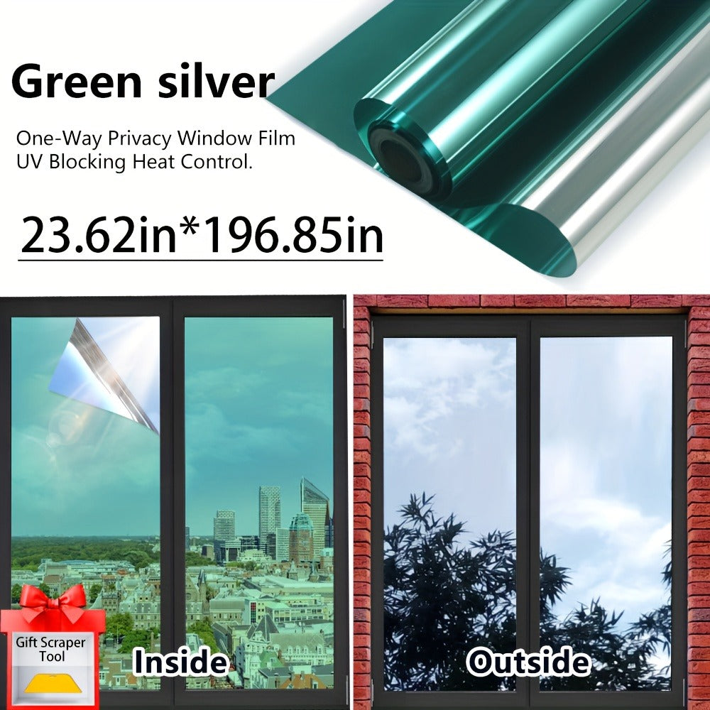 One Way Window Film Static Cling No Glue - Heat Control Anti-Glare Sun Blocking Reflective Mirror Tint for Home Office Hotel