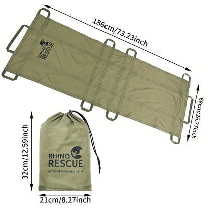 Emergency Stretcher Disposable 661LB Capacity – Portable Water-Resistant Rescue Litter with 10 Handles | 230T Nylon PA Stretcher for Mass
