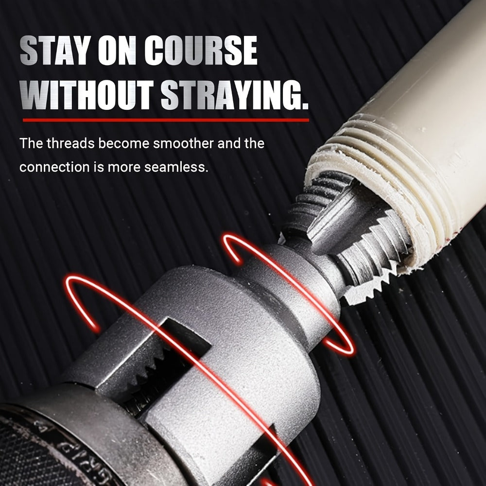 Pipe Thread Cutting Tool, High-Speed Steel Electric Drill Compatible PVC & Steel Pipe Threader