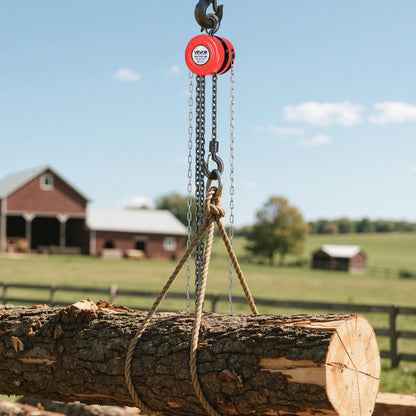 Hand Chain Hoist / Manual Chain Block with G70 Chain, 8 ft / 10 ft / 20 ft Lift Height, 360° Rotating Hooks