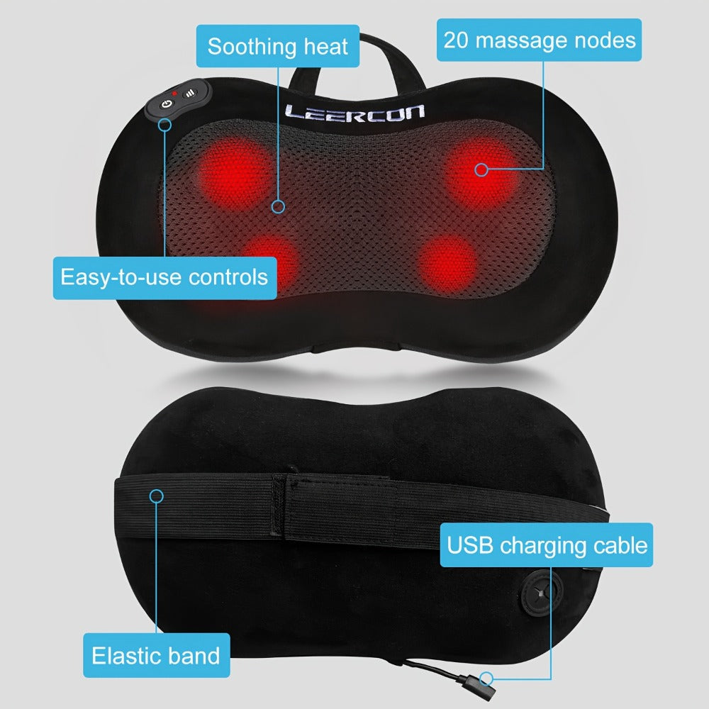 Neck & Back Massager Pillow with Heat, Wireless 3D Kneading Acupressure Electric Massage Pillow for Lumbar