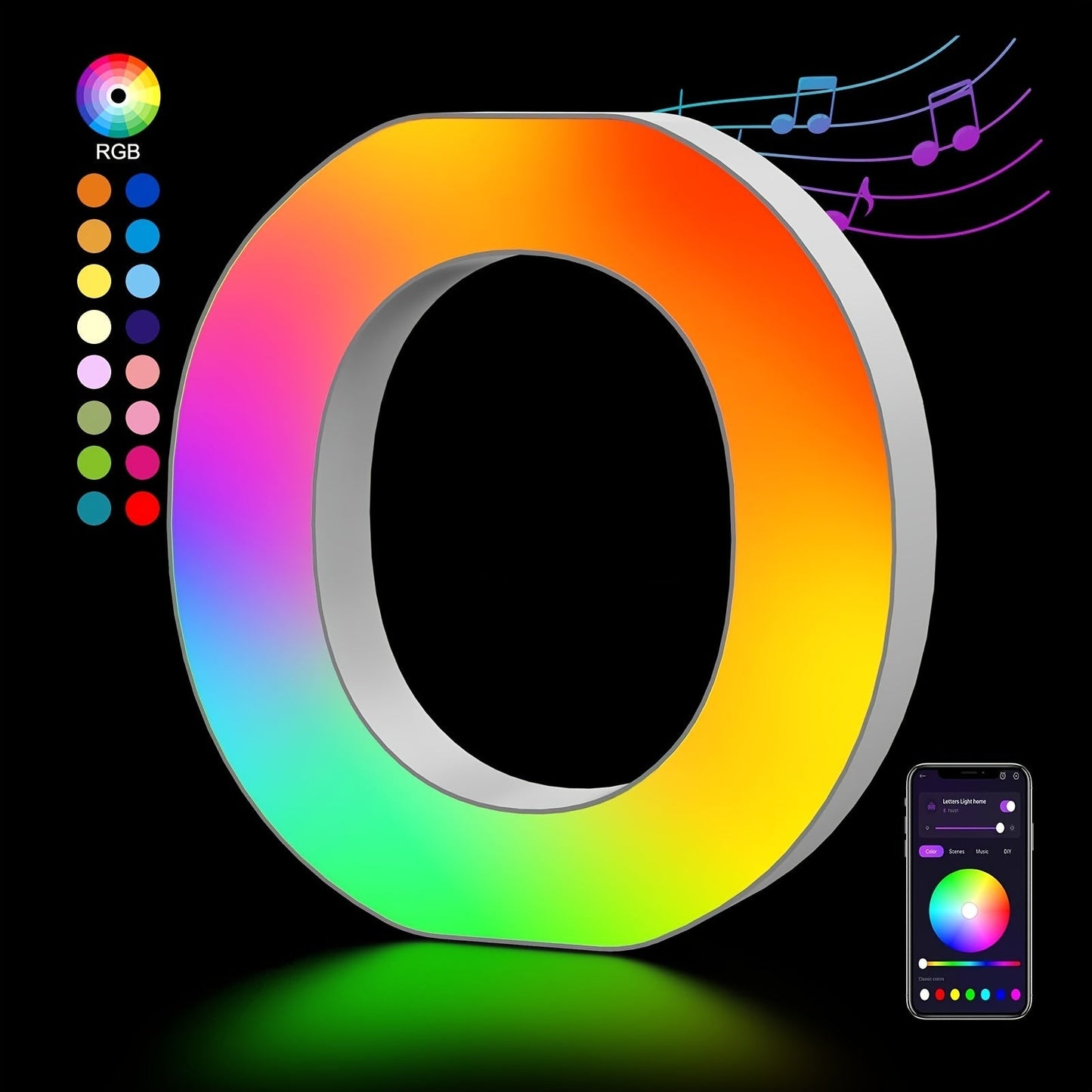 LED Letter Lights Music Sync – Colorful Flashing Marquee Alphabet Lights for Room Decor, Party, Bedroom, Festival & Camping