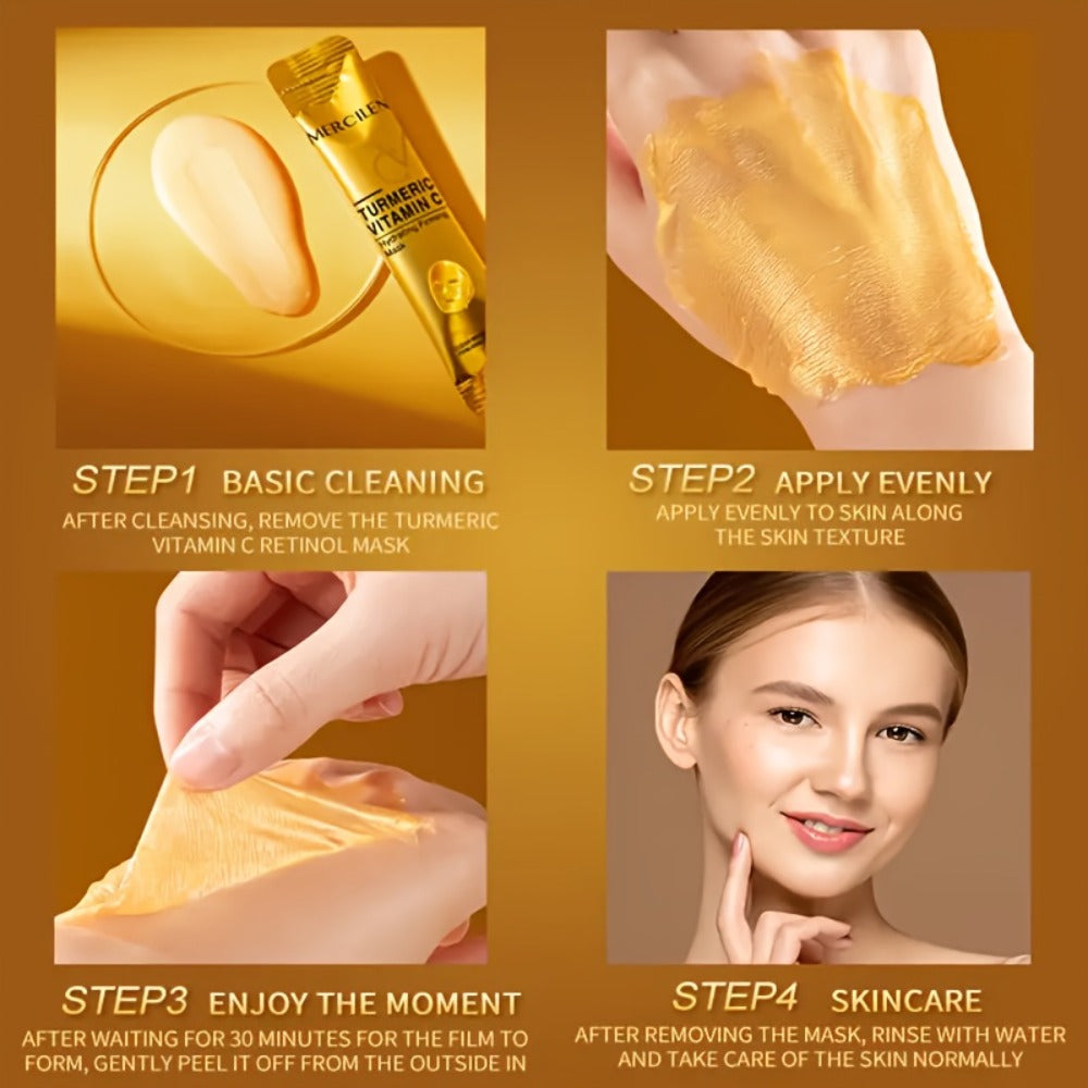 Turmeric Tear Off Facial Mask 20pcs - Deep Gel Face Mask, & Radiance Boosting, Non-Sticky Peel Off Mask for Daily Skin Care