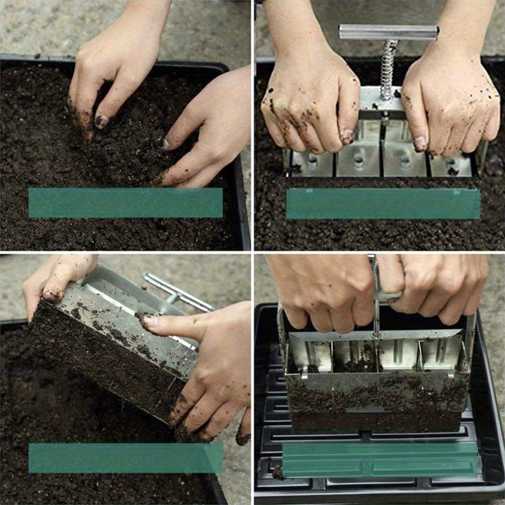 Garden Clod Breaker & Soil Blocker Tool – Heavy Duty Metal Multi-Cell Soil Block Maker with Adjustable Handle for Seed Starting
