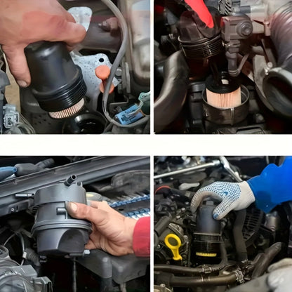 Adjustable Oil Filter Wrench 2-Jaw Reversible – Universal U-Shaped Multi-Function Stainless Steel with Hex Socket & Adjustment Knob