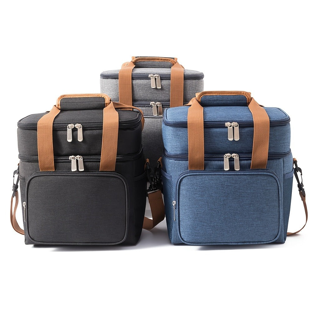 Insulated Lunch Bag with Shoulder Strap – Double Layer Leakproof Cooler Tote for Women Men Work Office School Picnic Beach Outdoor