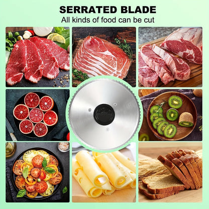Electric Meat Slicer for Home, 6.7" Stainless Steel Blade, 150W Deli Food Slicer with Adjustable 0-15mm Thickness for Cold Cuts