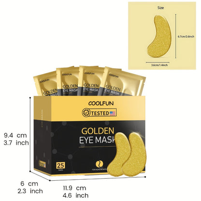 24K Gold Eye Patches 25 Pairs Collagen Under Eye Mask with Glycerin Eye Pads for Dark Circles Puffiness Eye for Home or Salon Spa Use