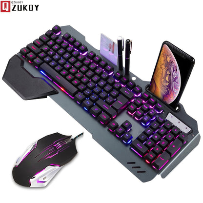 RGB Gaming Keyboard and Mouse Combo with Wrist Rest 16 Backlight Effects Mechanical Feel Aluminum for an Everyday Personal Care Routine