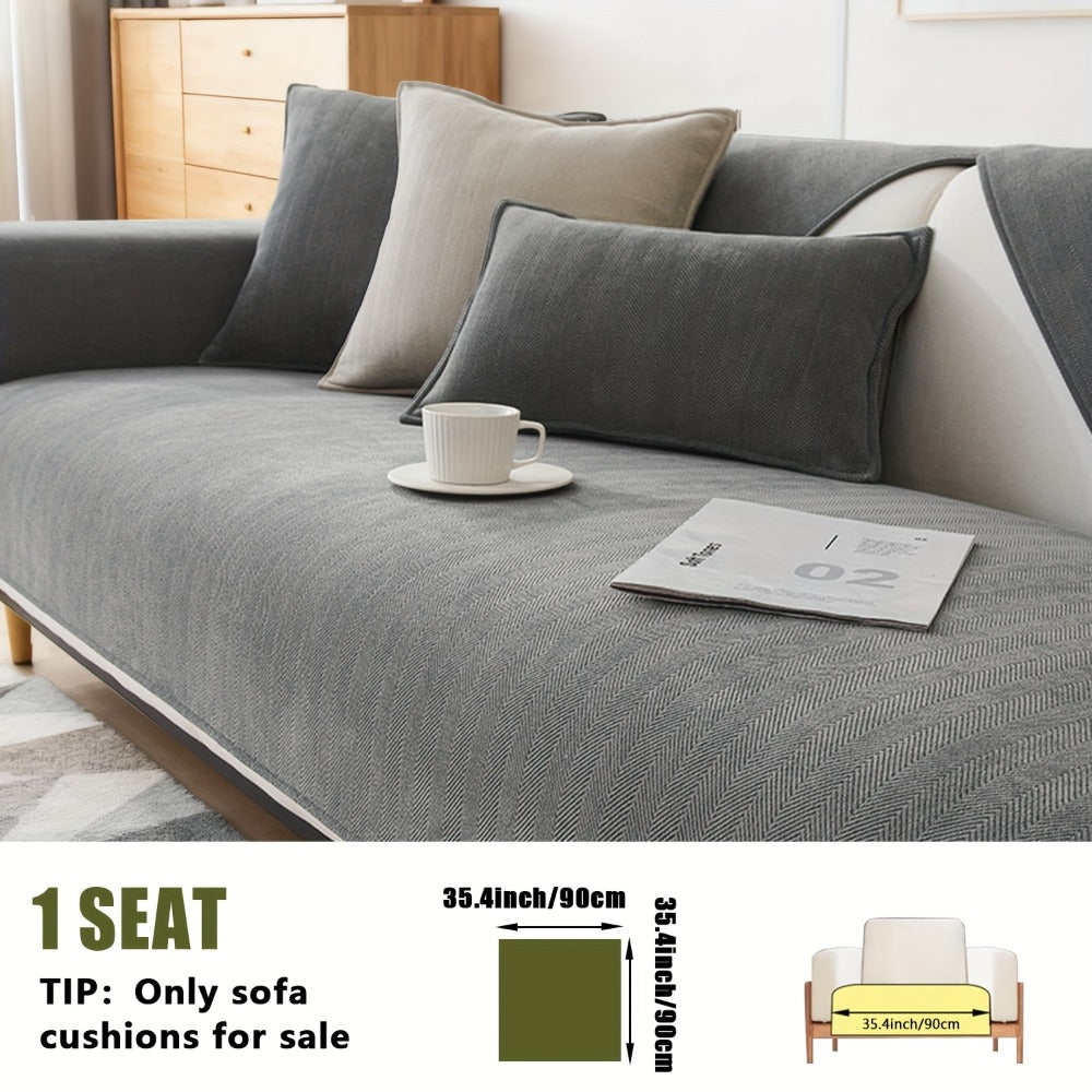 Sofa Cover Ribbed Chenille Stretch Panels for 1 to 4 Seats, Armrests or Cushions with Model-Specific Size and Color Options