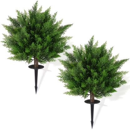 Artificial Floral Topiary Ball with Ground Spike, 22 or 23.6 Inch Height and Single or Two-Piece Style Options