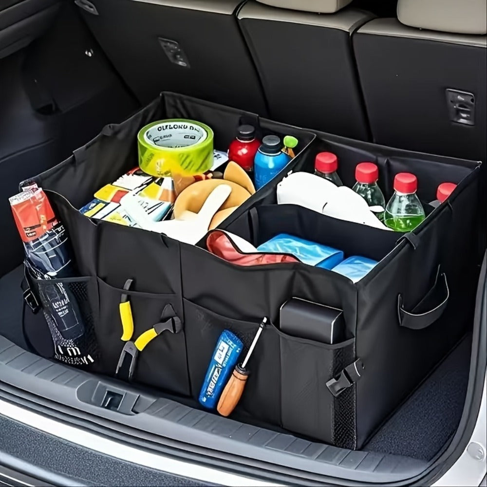 Foldable Car Trunk Organizer – Large Capacity Multi-Compartment Storage Box for Cars, Trucks & SUVs, Ultra-Durable Collapsible Cargo