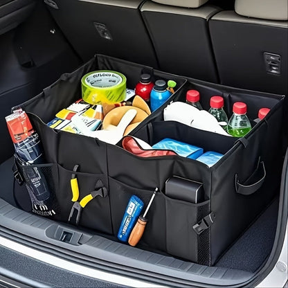 Foldable Car Trunk Organizer – Large Capacity Multi-Compartment Storage Box for Cars, Trucks & SUVs, Ultra-Durable Collapsible Cargo